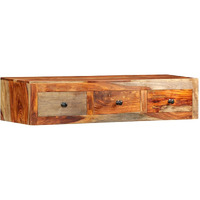 Vidaxl Rectangular Wall Console Table With 3 Drawers - Solid Sheesham & Acacia Wood Construction, Brown Industrial Style Side Table
