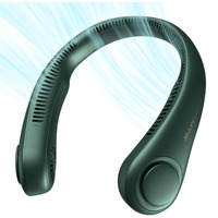 Jisulife Portable Neck Fan, Hands-Free Bladeless, 5 Speeds, 4000 Mah Battery Operated Wearable Personal Fan, Twistable, Rechargeable, Gift For Women Men-Dark Green