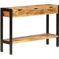 Vidaxl Solid Mango Wood Sideboard With Steel Frame - 3 Drawers, Bottom Shelf, Vintage Style, Handcrafted, 43.3""X13.8""X29.5"", Brown, Industrial Style