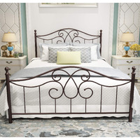 Yerperfo Vintage Sturdy Metal Bed Frame Queen Size With Vintage Headboard And Footboard Platform Base Bed Frame No Box Spring Needed Steel Bed (Antique Brown,Queen)