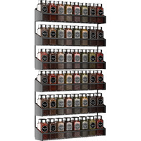 Auledio 2 Pack Spice Rack Organizer, 3 Tier Counter-Top Stand Or Wall Mounted Storage Rack Hanging Shelf For Kitchen Cabinet, Cupboard, Pantry Door Bathroom Shower Cosmetic (Black)