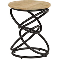 Vidaxl Industrial End Table With Solid Mango Wood Round Top, Iron Legs, Vintage, Fully Handmade, Polished And Lacquered, Ideal As Side Table Or Coffee Table, 15.7""X19.7"" Brown And Black