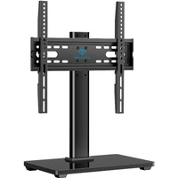 Perlesmith Universal Tv Stand - Table Top Tv Stand For 32-60 Inch Lcd Led Tvs - Height Adjustable Tv Base Stand With Tempered Glass Base & Wire Management, Vesa 400X400Mm Pstvs04