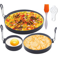 8"" Omelette Ring,6"" Pancake Ring,4"" Griddle Egg Ring,Non-Stick Stainless Steel Egg Cooker Omelet Ring Set(Upgrade Large 3 Packs Egg Cooking Rings For Griddle Frying Egg With Oil Brush & Egg Separator)