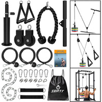 Sertt Weight Cable Pulley System Gym, Upgraded Cable Pulley Attachments For Gym Lat Pull Down, Biceps Curl, Tricep, Arm Workouts - Weight Pulley System Home Gym Add On Equipment