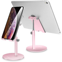 Aicase Tablet/Phone Stand, Universal Multi-Angle & Height Adjustable Stand, Desktop Holder For Ipad Pro 10.5/9.7/12.9, Air Mini 2 3 4, All Smartphones And Tablets (4-12.9 Inch) (Rose Gold)