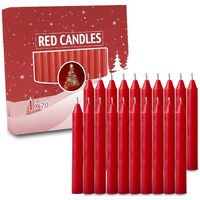 20Pcs Candles For Christmas Tree - Angel Chime Decorations - Christmas Pyramids Carousel - 4 Inch X 1/2 Inch Diameter - 1.5 Hour Burn Time-Red