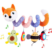 Orzizro Car Seat Toys, Baby Plush Spiral Hanging Toys For Stroller Crib Bar Bassinet Car Seat Mobile With Music Box Bb Squeaker Rattles- Orange Fox