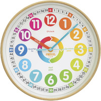 Animal Preschool Clock - Time Teacher 10 Inch Educational Silent Wall Clock With Wood Look Frame - Easy To Read Dial For Teacher's Classrooms, Preschooler's Bedroom & Children Playroom