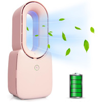 Conbola Desk Fan, 11.8 Inch Bladeless Fan Small Table Fan Air Cooler, Portable Rechargeable Breeze Quiet Fan With Touch Control 5-Colors Decorative Led Light For Office Bedroom(Green)