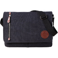 Vintage Canvas Satchel Messenger Bag For Men Women,Travel Shoulder Bag 13.5"" Laptop Bags Bookbag (Black)