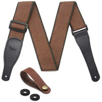 Bestsounds Acoustic Guitar Strap, Soft Cotton & Leather Ends Strap For Electric & Bass Guitars Come With 1 Button & 2 Locks