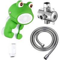 Kaiying Children's Handheld Shower Head,Cartoon Water Flow Spray Shower Head Baby Kids Toddler Bath Bathing Accessories (J:Showerhead(Froggie)+Hose+Diverter)