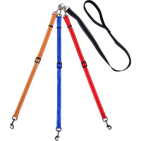 3 Way Dog Leash Reflective Adjustable Coupler No Tangle Detachable 3 In 1 Multiple Dog Leash With Soft Padded Handle For 1 2 3 Dog Pet Cat Puppy Walking Training (3 Way Multi-Color)