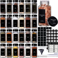 Laramaid 4Oz 24Pack Spice Jars With 455 Black Vinyl Spice Labels, Shaker Lids Dispenser With Airtight Black Metal Caps, Cleaning Brush And Collapsible Silicone Funnel Complete Set