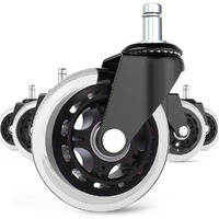Office Chair Caster Wheels Set Of 5 Heavy Duty & Safe For All Floors Including Hardwood 3"" Rubber Replacement For Desk Floor Mats