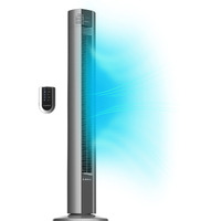 Lasko Oscillating Performance Tower Fan, Nighttime Setting, Remote Control, Timer, 3 Speeds, For Bedroom, Home And Office, 48"", Gray, T48314