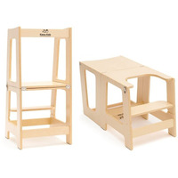 Learning Toddler Desk & Toddler Tower - Foldable 2 In 1 Kitchen Stool & Desk For Toddlers. Convenient Toddler Standing Tower, Converts Into A Toddler Table / Desk For Toddler (Natural Wood)