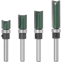 Straight Router Bit With Bearing, Wolfride 4Pcs Flush Trim Template 1/4-Inch Shank Top Bearing Pattern Router Bit