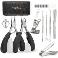 Tip2Toes 10 Pcs Ingrown Toenail Clippers For Seniors Thick Toenails- Heavy Duty Podiatrist Toe Nail Cutter For Men, Professional, And Adults- Easy Grip Handle Stainless Steel Sharp Curved Grooming Kit