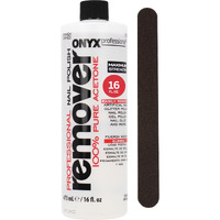 Onyx Professional 100% Pure Acetone Nail Polish Remover Kit With 7 Inch Nail File, Maximum-Strength Nail Polish Remover For Gel, Artificial & Glitter Nail Polish, Quick And Effective Formula, 16 Fl Oz