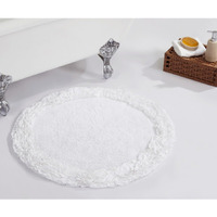 Better Trends 100% Cotton Bath Rug In Shaggy Border Collection - Ultra Soft, Plush, Absorbent, Tufted Bath Rug, Quick-Dry, Great For Bath, Shower, Bedroom, Dog Or Door Mat, 30"" Round, White