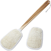 Faay 17 Inch Natural Exfoliating Loofah Back Scrubber On A Stick With Luffa Sponge Pads Refills - Long Handle Loofa Body Bath & Shower Brush For Men & Women