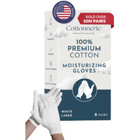 Gaxcoo Cottonnerie Cotton Gloves For Dry Hands Sleeping, Overnight Moisturizing And Sleeping Gloves, Moisture Gloves For Dry Hands Overnight, Hand Care For Eczema, Large, 8 Pairs