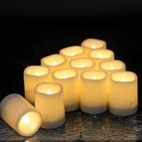 Dromance Outdoor Waterproof Flameless Votive Candles With Timer, Battery Operated Led Tealight Flickering Candles Warm Light Set Of 12 Wedding Party Decor Plastic Candles(1.5 X 2 Inches)