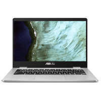 Asus Chromebook C423, 14.0"" Fhd Nanoedge-Display With 180 Degree-Hinge, Intel Celeron N3350-Processor, 4Gb-Ram, 32Gb Emmc Storage, Zero-Touch Enrollment, Chrome Os, Silver, C423Na-Db42F