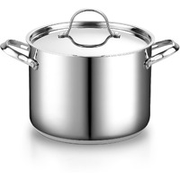 Cooks Standard 18/10 Stainless Steel Stockpot 8-Quart, Classic Deep Cooking Pot Canning Cookware With Stainless Steel Lid, Silver