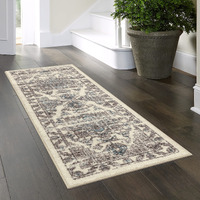 Maples Rugs Distressed Tapestry Vintage Non Slip Runner Rug For Hallway Entry Way Floor Carpet [Made In Usa], 2 X 6, Neutral