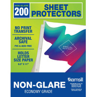 Samsill 200 Pack Sheet Protectors, 8.5X11 Inch Page Protectors For 3 Ring Binder, Standard Weight, Non-Glare Protector, Letter Size, Top Loading, Acid Free