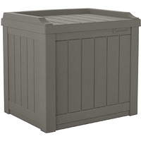 Suncast 22 Gallon Indoor Or Outdoor Backyard Patio Small Storage Deck Box With Attractive Bench Seat And Reinforced Lid, Stone Gray