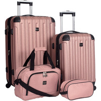 Travelers Club Midtown Hardside Luggage Travel, Rose Gold, 4-Piece Set