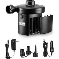 Dr.Meter Air Mattress Pump, 3 Ways Powered Portable Electric Air Pump With 3-Nozzle Ac 110V, Dc 12V, Battery Operated Quick-Fill Inflator Deflator For Inflatable Pool Float Air Bed Boat Swimming Ring
