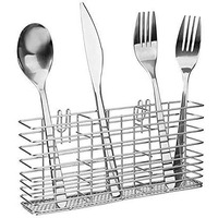 Slideep Cutlery Utensil Silverware Drying Rack, Flatware Storage Solution Basket With Hooks For Kitchen Dish Drainer Dish Drying Rack, Rustproof 304 Stainless Steel