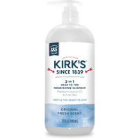Kirk's 3-In-1 Head To Toe Nourishing Liquid Cleanser- For Men, Women & Children - Premium Coconut Oil & Aloe Vera- Non Gmo & Vegan -Original Fresh Scent - 32 Fl Oz