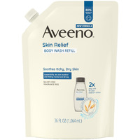 Aveeno Skin Relief Fragrance-Free Body Wash With Triple Oat Formula, Gentle Daily Cleanser For Sensitive Skin Leaves Itchy, Dry Skin Soothed & Feeling Moisturized, Sulfate-Free, 36 Fl. Oz