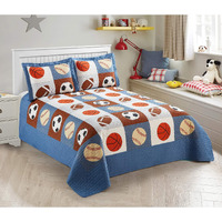 Mk Collection Bedspread Boys Sport Football Basketball Baseball New (Full/Queen)