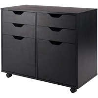 Winsome Halifax Storage Mobile Cabinets, 2 Doors, 4 Drawers, For Home Office, Black