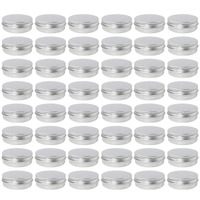 Moretoes 48 Pack 2 Oz Metal Round Tins Aluminum Tin Cans Containers With Screw Lid For Salve, Spices Or Candies