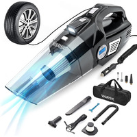 Varsk 4-In-1 Car Vacuum Cleaner High Power, Tire Inflator Portable Car Vacuum With Digital Tire Pressure Gauge Lcd Display And Led Light, 12V Dc, 15Ft Cord, Essential Car Accessories For Men Women