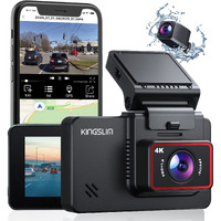 Kingslim D4 Dual Dash Cam With Built-In Wifi Gps, Front 4K/2.5K Rear 1080P For Cars , 3"" Ips Touchscreen 170 Fov Dashboard Camera With Sony Starvis Sensor, Support 256Gb Max