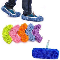 Yueiehe 5 Pairs (10 Pieces) Multi-Function Dust Duster Mop Slippers Shoes Cover, Soft Washable Reusable Microfiber Foot Socks Floor Cleaning Tools Shoe Cover
