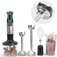 Chefwave Intermix Immersion Blender Handheld, 500W 5-In-1 Multi-Purpose Hand Blender, 9-Speed Stick Blender, 20Oz Beaker, 20Oz Chopper, Egg Whisk, 6.3In & 8.5In Immersion Wands, Black
