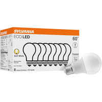 Sylvania Eco Led Light Bulb, A19 60W Equivalent, Efficient 9W, 7 Year, 750 Lumens, 2700K, Non-Dimmable, Frosted, Soft White - 8 Count (Pack Of 1) (40821)