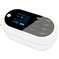 60W/12A 8-Port Charging Station Multiple Usb, Multi Port Usb Charging Hub With Lcd For Multiple Devices Smart Phones, Tablet And More