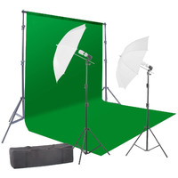 Studiofx 800W Chromakey Green Screen 10Ft X 12Ft Backdrop Photography Video Lighting Kit - Background Support System Included - G12