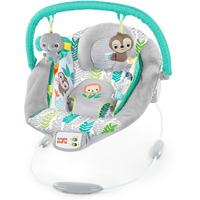 Bright Starts Comfy Baby Bouncer Soothing Vibrations Infant Seat - Taggies, Music, Removable Toy-Bar, 0-6 Months Up To 20 Lbs (Jungle Vines)